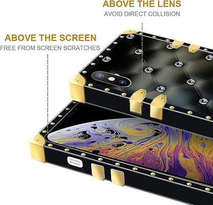 Compatible with iPhone XR Case, Shiny Black Sofa Crystal Luxury Golden - Image 7