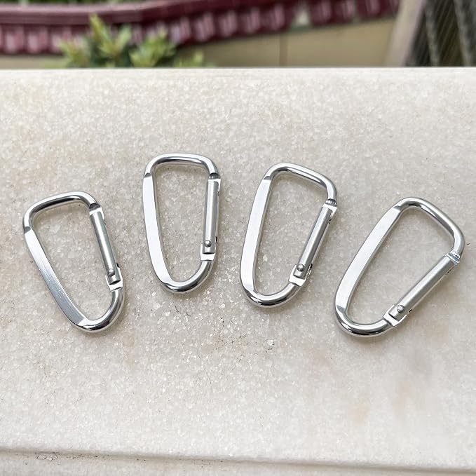 2.4" 24pcs Small Carabiner Clip Keychain, Aluminum D Ring Shape Clips - Image 8