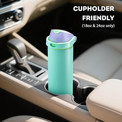 POWCAN 18 oz Insulated Water Bottle: 2-in-1 Push-Button Spout & Quick-Flip Straw - Image 5