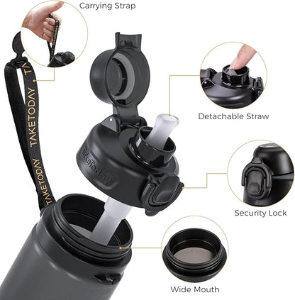 TakeToday Collapsible Water Bottles 21oz, Foldable Platinum Silicone Travel - Image 7
