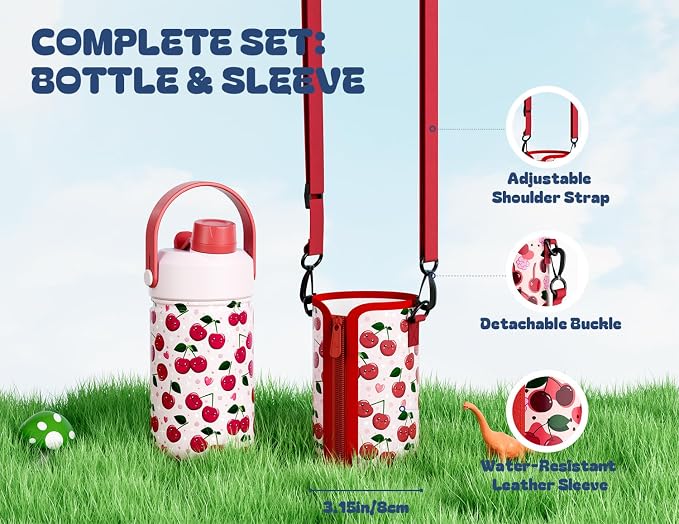 12 oz Kids Water Bottle for Girls: Leakproof, Durable Straw Spout Lid, 24H Cold - Image 3