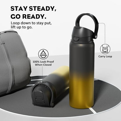 POWCAN 32 oz Insulated Water Bottle: 2-in-1 Push-Button Spout & Quick-Flip - Image 4