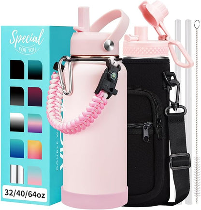 32/40/64 OZ Water Bottle with Straw by VICKNIY