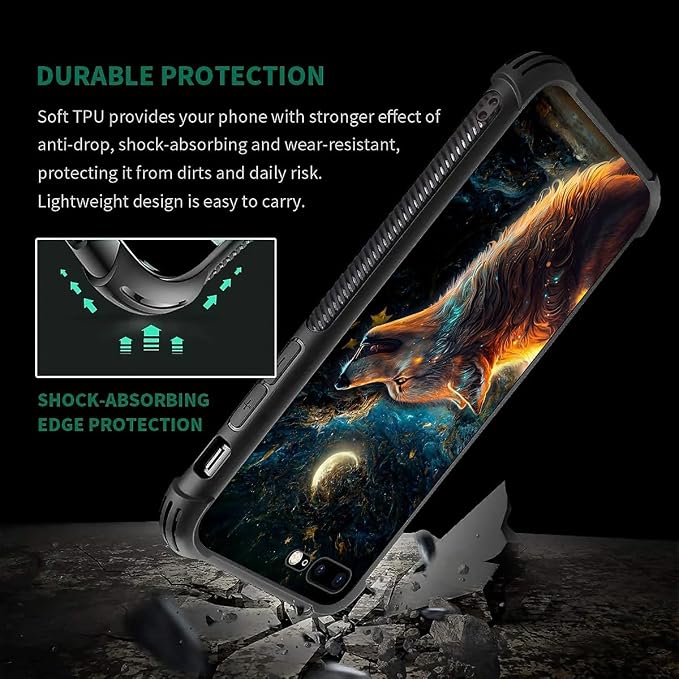 for iPhone 7 Plus/8 Plus Case, Star Cave Hungry Wolf Pattern Graphic Design - Image 3