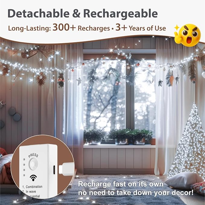 HXWEIYE Rechargeable Fairy Lights - Image 4