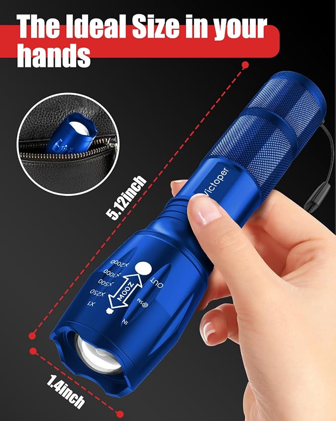 Victoper LED Flashlight 2 Pack Blue, Bright High Lumens Tactical Flashlights - Image 6