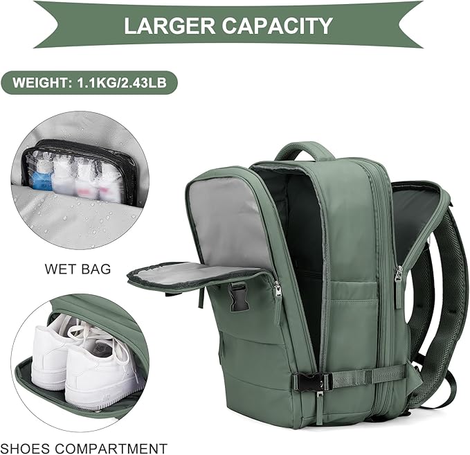 coowoz Large Travel Backpack For Women Men, Carry On Backpack, Hiking Backpack - Image 6