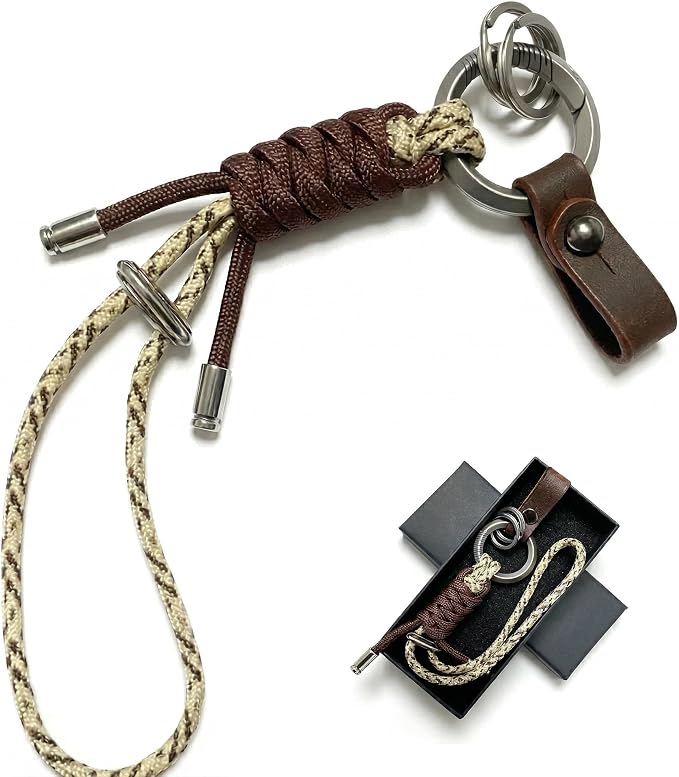 Titanium Alloy Keychain Clip & Leather Loop by FamilyQualityJOYLife
