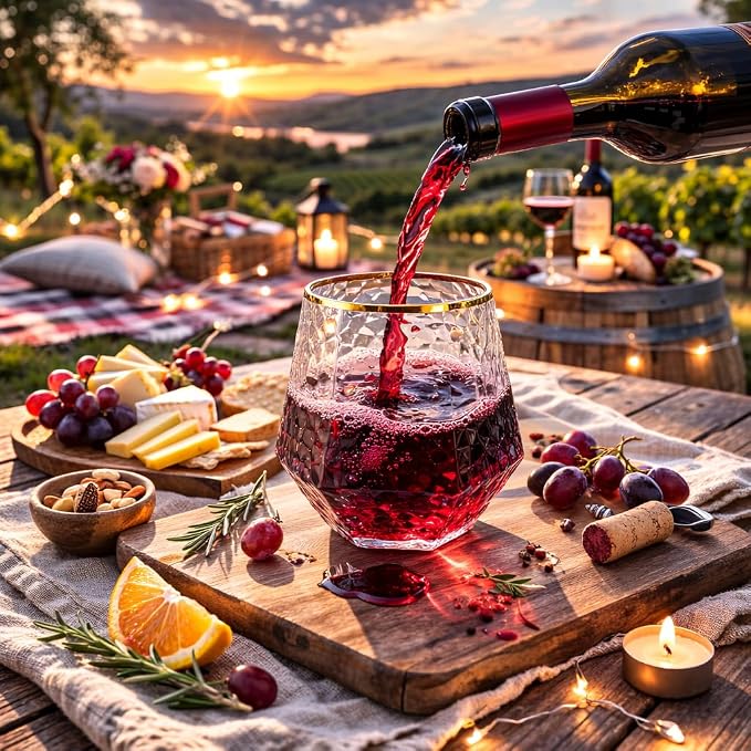 Oojami 40 count Diamond 12 Ounce Cups Unbreakable Stemless Plastic Wine - Image 2