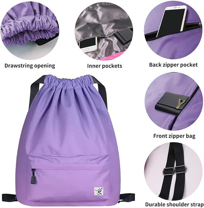 Waterproof Drawstring Bag, Gym Bag Sackpack Sports Beach Backpack - Image 3