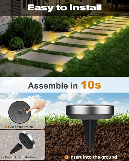 btfarm 16 Pack Solar Lights Outdoor, 8 LED Solar Ground Lights IP65 Waterproof - Image 4