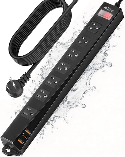 Outdoor Power Strip Weatherproof IPX6, 1625W/13A 15 Ft Extension Cord by Iwister