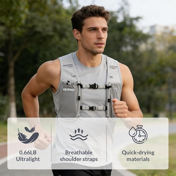 GRIO Hydration Running Vest for Women Men, Water Backpack for Hiking, - Image 5