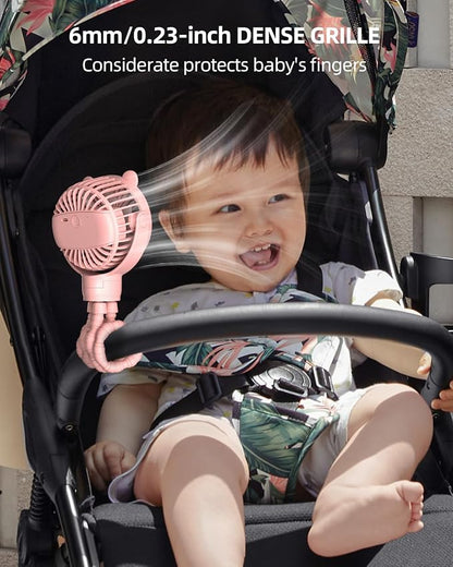 buywoo Portable Stroller Mini Fan, Small Rechargeable Personal Cooler w/ 360° - Image 2