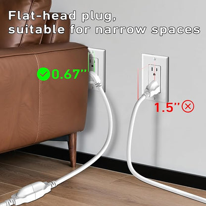 LUCKY TL 2 Pack Indoor Outdoor Extension Cord, 16/3 Gauge White Short Extension - Image 4