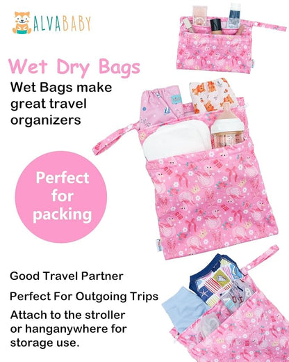 ALVABABY 3 pcs Cloth Diaper Wet Dry Bags Waterproof Reusable - Image 5