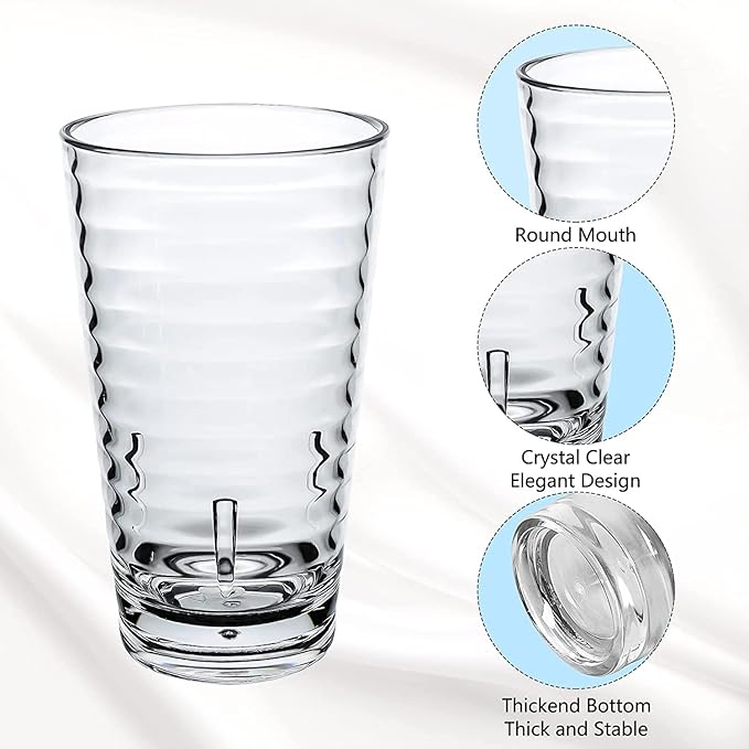 ALIMOTA Stackable Drinking Glasses 385ml Set of 6, Dishwasher Safe Acrylic - Image 3