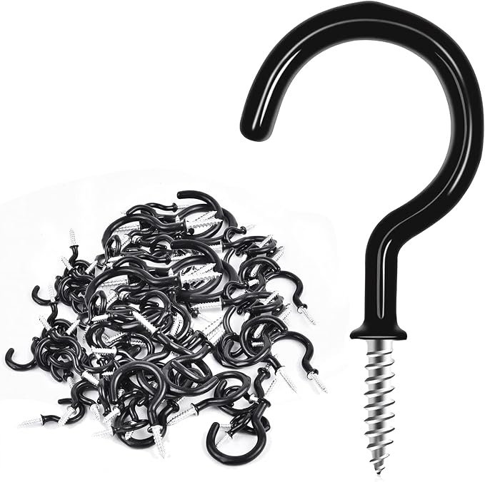 Cup Screw Hooks, 3/4 inch Vinyl Coated Ceiling Hooks, 160 Pack Screw in Plant by DRTDERUITAI