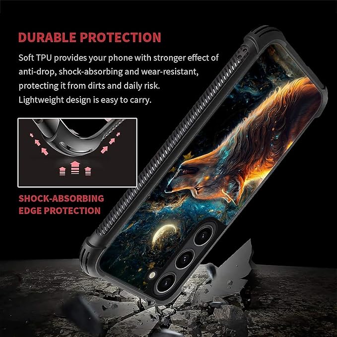 for Samsung Galaxy S23 Plus Case, Star Cave Hungry Wolf Pattern Graphic Design - Image 2