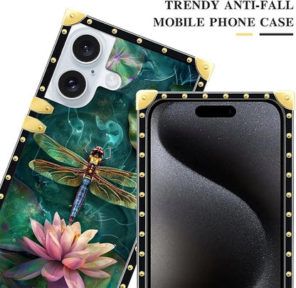 Compatible with iPhone 16 Plus Case, Colourful Dragonfly Pink Lily Pads Luxury - Image 5