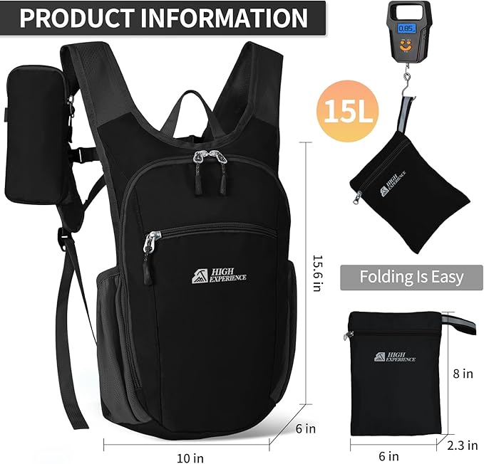 Hiking Backpack 10L/15L Small Daypack Lightweight Packable Travel Foldable - Image 3