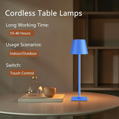 Yogaret Blue Cordless Table Lamp Set of 2, Indoor/Outdoor Table Lamp - Image 3