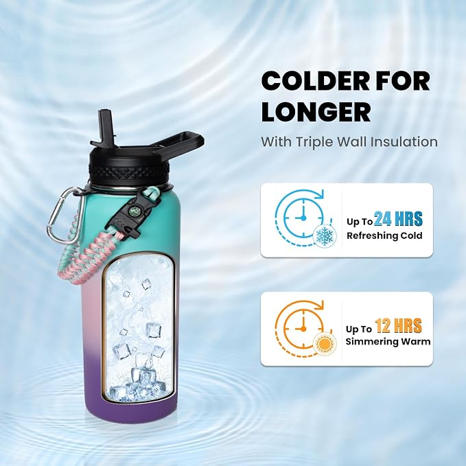 RAYMYLO Insulated Water Bottle 32 oz, Triple Wall Vacuum Stainless Steel - Image 2
