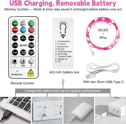 ZSJWL 6 Pack Rechargeable Fairy Lights - Image 6