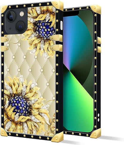 Compatible with iPhone 13 Case, Sunflower Diamonds Leather Luxury Golden - Image 2
