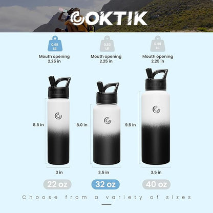 COKTIK 32oz Sports Water Bottle, Stainless Steel Water Bottle - Image 2