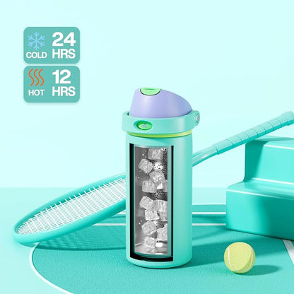 POWCAN 18 oz Insulated Water Bottle: 2-in-1 Push-Button Spout & Quick-Flip Straw - Image 3
