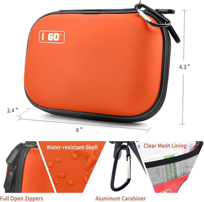I GO 85 Pieces Hard Shell Mini Compact First Aid Kit, Small Personal Emergency - Image 2