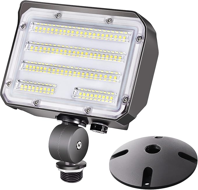 60W LED Flood Light with Knuckle, Outdoor Security Fixture Dusk-to-Dawn by SZGMJIA