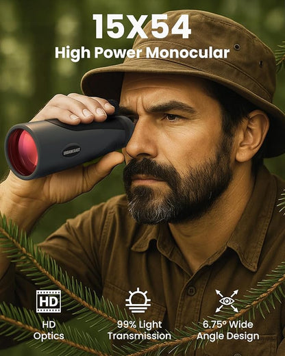 15X54 Monocular Telescope for Adults High Powered – Waterproof, BAK4 Prism - Image 3