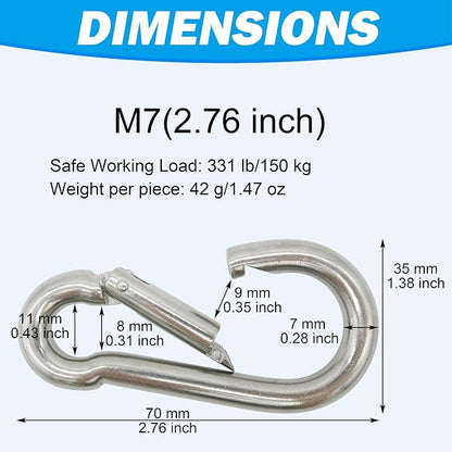 Marine Grade 316 Stainless Steel Carabiners Heavy Duty, Durable & Rust-Free - Image 3