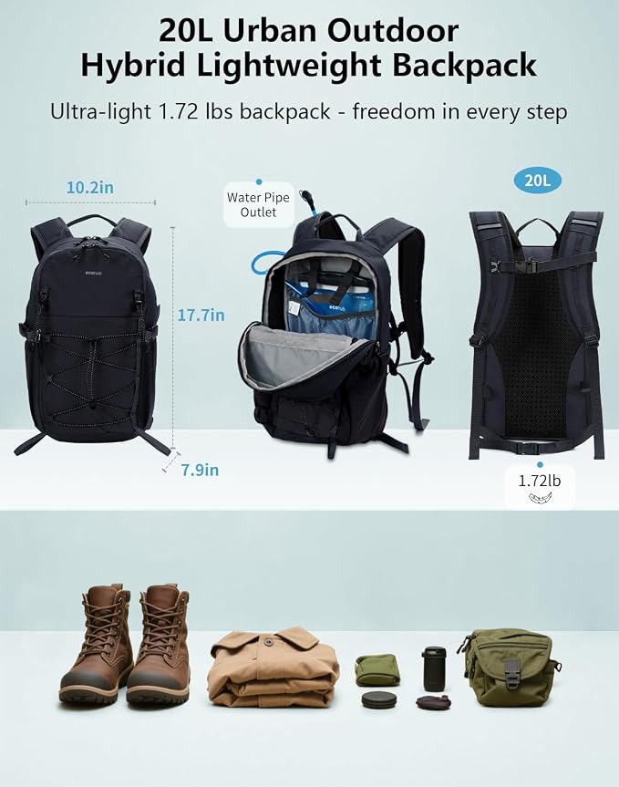 ECOHUB Small Hiking Backpack for Men Women, 20L Lightweight Travel Backpacks - Image 2