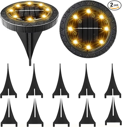 Solar Powered 2Pack, Waterproof LED Outdoor Disk Lights by Kdorrku