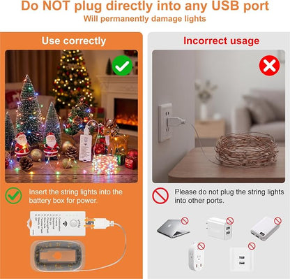 HXWEIYE Rechargeable Fairy Lights Battery Operated, DIY Timer & 8 Modes - Image 2