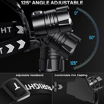 FINICO Rechargeable LED Headlamp 99000 High Lumens, 95 Hours Long Lasting Head - Image 7
