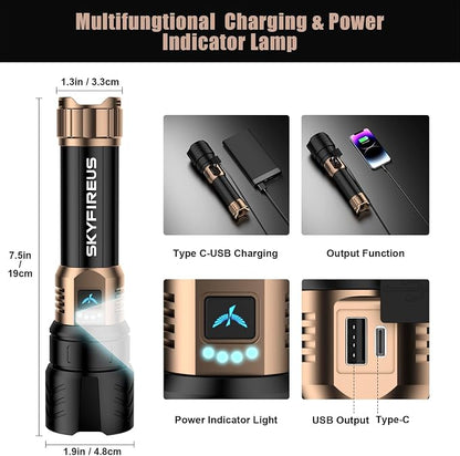 SKYFIRE Rechargeable Flashlights High Lumens, 10000mAh Super Bright Flashlight - Image 4