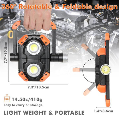 sunzone Rechargeable LED Work Light, Portable Flood Light Spotlight 2 in 1 Job - Image 5