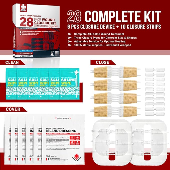 EVERLIT CARE Wound Closure Kit | 28 Pcs All-in-One First Aid - Image 6