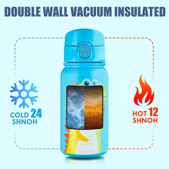 OLDLEY 12oz Kids Water Bottle, Stainless Steel Insulated Water Bottle - Image 6