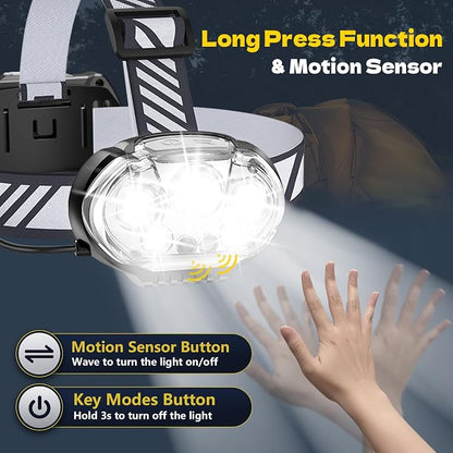 MIOISY Rechargeable Headlamp, High Lumen 5 LED Head Lamp - Image 3