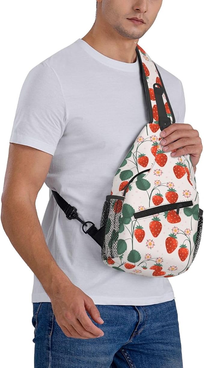 Strawberries Sling Bag For Women Men Fashion Strawberry Backpack Crossbody - Image 8