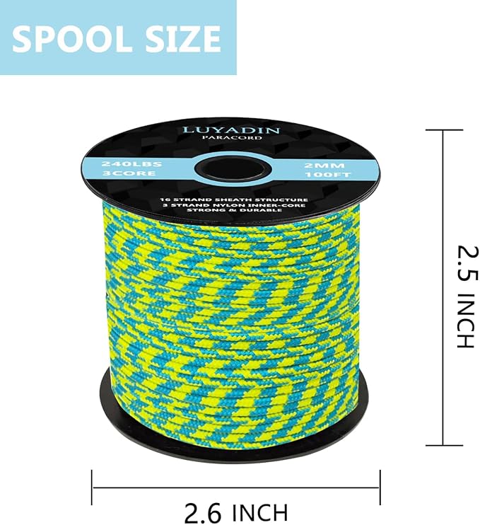 Paracord 240lb - Diameter 2mm Micro Utility Cord -3 Strand Parachute Spool Cord - Image 2