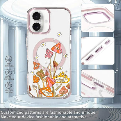 Case for iPhone 16, Retro Mushroom Sunflower Phone Case Design，for Women Girls - Image 2