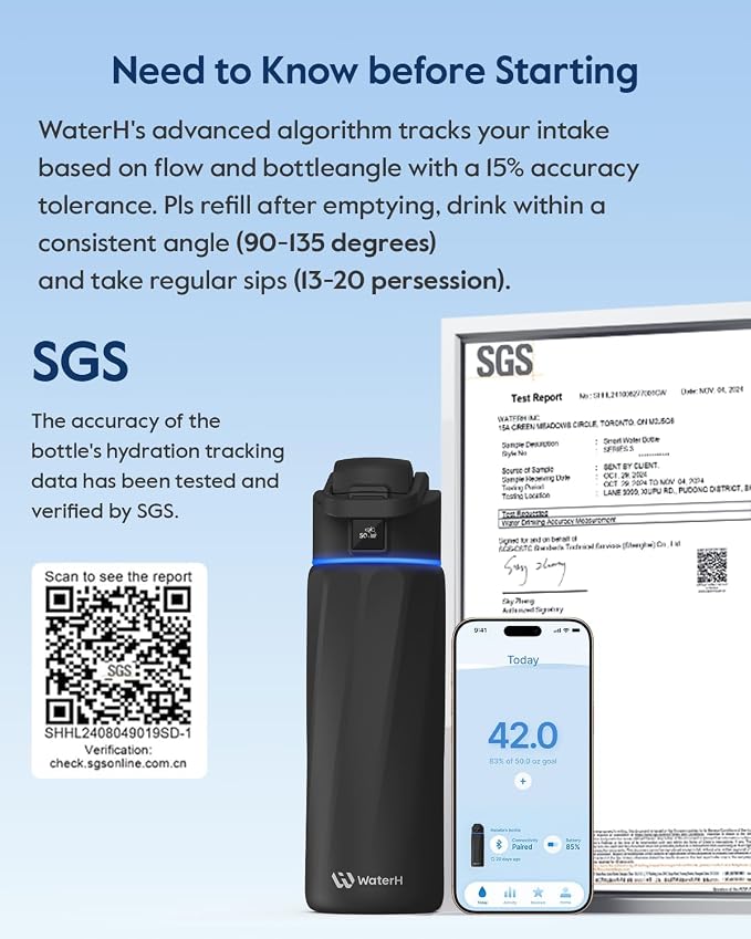BOOST Smart Water Bottle that Reminds You to Drink, 24oz BPA-Free Stainless - Image 7