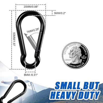 Small Carabiner Clip Hook, 1.97 inch 15 pcs Black Heavy Duty Spring Snap Hook - Image 3