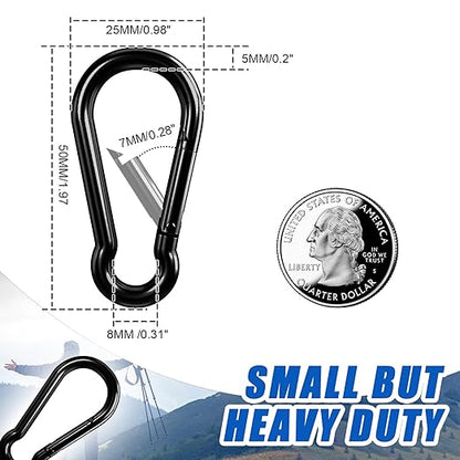 Small Carabiner Clip Hook, 1.97 inch 10 pcs Black Heavy Duty Spring Snap Hook - Image 3